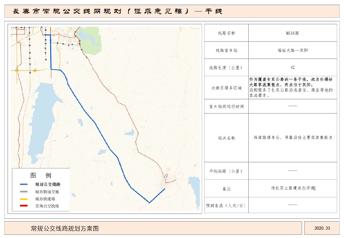 长春公交干线M510路路线图及站点设置