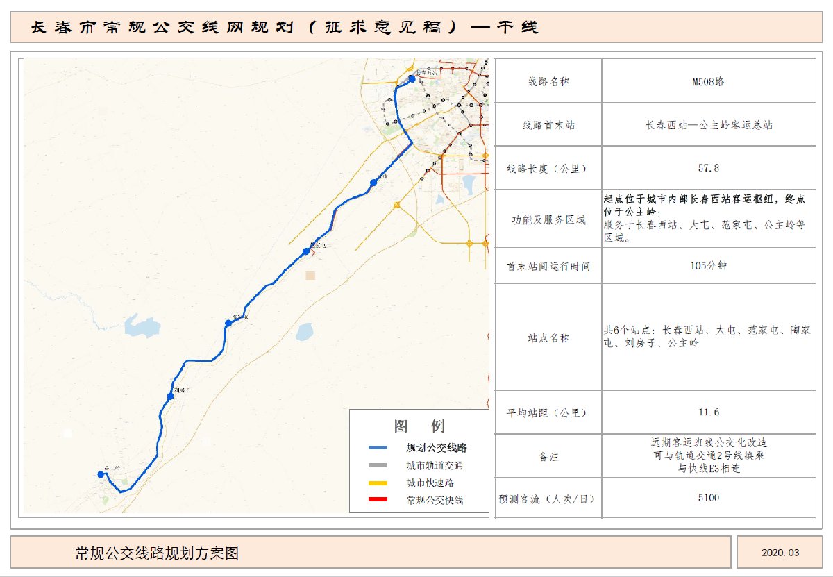 长春公交干线M508路路线图及站点设置