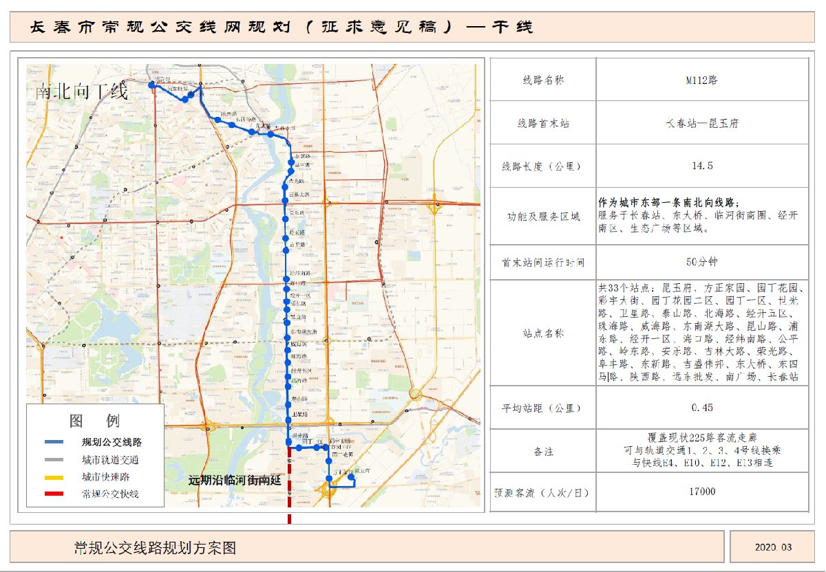 长春公交干线M112路路线图及站点设置