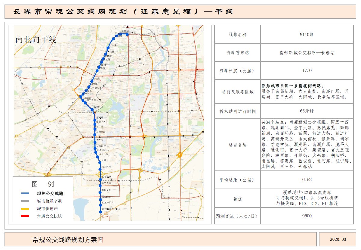 长春公交干线M110路路线图及站点设置